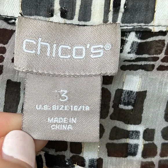 Chico’s Sheer Ruffled Neckline Blouse Size 3/XL - Picture 2 of 7